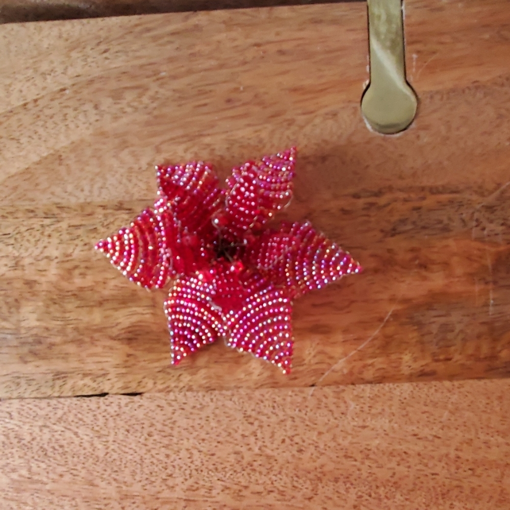 Lee Angel beaded flower brooch